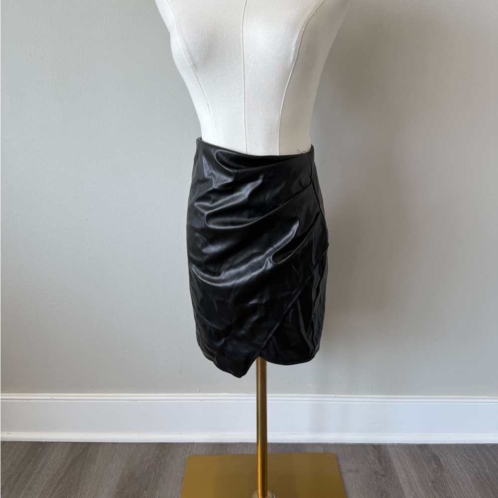 Leather-like Black Women's Skirt